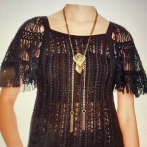Free People Black Lace Blouse size large